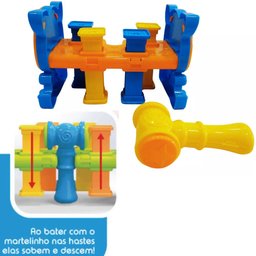 Brinquedo Educativo Mesinha de Martelar Infantil com Martelo - 4