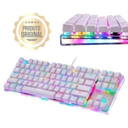 Teclado Mecânico Motospeed K87S, RGB,Switch Blue, US, Branco - 1