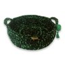 Cama Pet Redonda com Alças Preto com Verde Feito a Mão Fio de Malha MimosbyBeth - 1