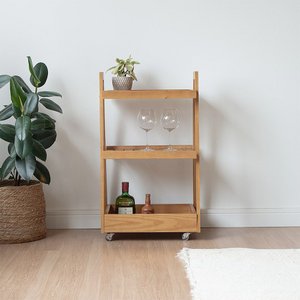 Carrinho Bar em Madeira Amêndoa