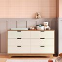 Ver imagem 1 de Cômoda para Quarto Infantil 6 Gavetas 100% MDF Alice Yescasa Marrom/Off White/Castanho