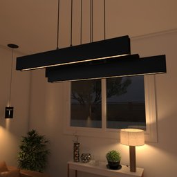 Pendente Retangular Yeats Slim Preto A1 - 10