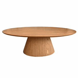 Mesa de Centro Cone Oval 100x60 cm Base Laminada em Madeira Freijó Tampo Freijó Personal Decor Desig