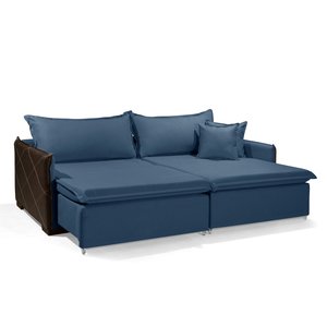 Sofá sem Caixa Retrátil Reclinável Mônaco 2,20m Estilo Estofados - França Linhosoft Cor "azul"