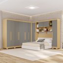 Ver imagem 1 de Guarda-Roupa Casal Modulado Pandora 11 Portas 2 Gavetas com Pés Jequitibá/Granizo - Pnr Móveis