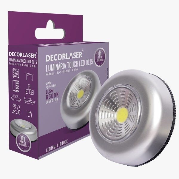 Mini Luminária de Emergência e Moveis Botton LED C/3Pilhas: Cinza - 2