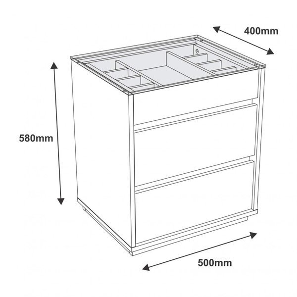 Mesa de Cabeceira Altun 3 gavetas com tampo de vidro - Cinza - 6