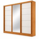 Ver imagem 1 de Guarda-Roupa Casal 100% MDF 3 Portas 4 Gavetas Capri Plus Nature/Off White Bianchi