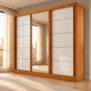 Ver imagem 5 de Guarda-Roupa Casal 100% MDF 3 Portas 4 Gavetas Capri Plus Nature/Off White Bianchi