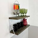 Ver imagem 3 de Prateleira Dual de Ferro e Madeira 60cm Industrial Tabaco e Branco