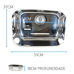 Cuba Inox 304 Cozinha N4 Tramontina 47x34x18cm 94027202 - 2
