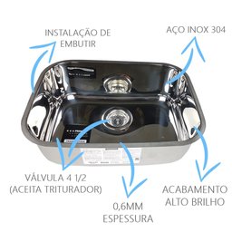 Cuba Inox 304 Cozinha N4 Tramontina 47x34x18cm 94027202 - 3