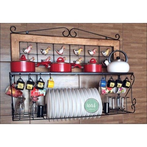 Paneleiro Escorredor de 1m com Ferro e Madeira Rústica Artesanal