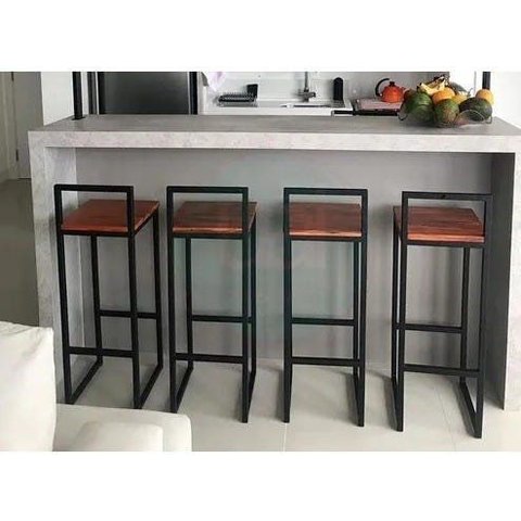 Banqueta Americana Quadrada Bistrô para Balcão Rústica Artesanal