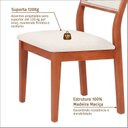 Ver mais imagens de Kit 4 Cadeiras Madeira Maciça com Estofado e Fibra Natural Rattan Maya Yescasa Marrom/Champagne/Off White