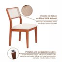 Ver imagem 6 de Kit 4 Cadeiras Madeira Maciça com Estofado e Fibra Natural Rattan Maya Yescasa Marrom/Champagne/Off White
