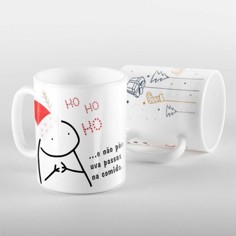 Caneca Flork de Natal Nao Tem Uva Passas na Comida