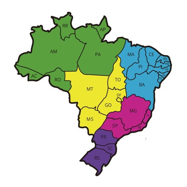 Adesivo de Parede Mapa do Brasil Colorido Com Molduras 83x86cm - 2