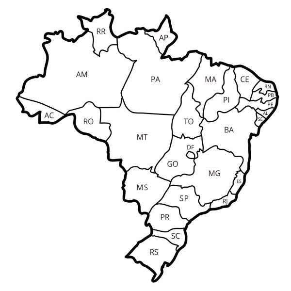Adesivo de Parede Mapa do Brasil Preto Com Molduras 83x86cm - 2
