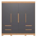 Ver imagem 1 de Guarda-Roupa Vivacce Freijó/Titanium com Cabideiro em Alumínio e Espelho