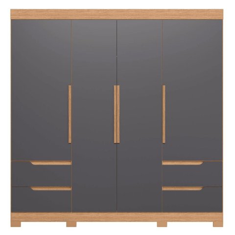 Guarda-Roupa Vivacce Freijó/Titanium com Cabideiro em Alumínio e Espelho