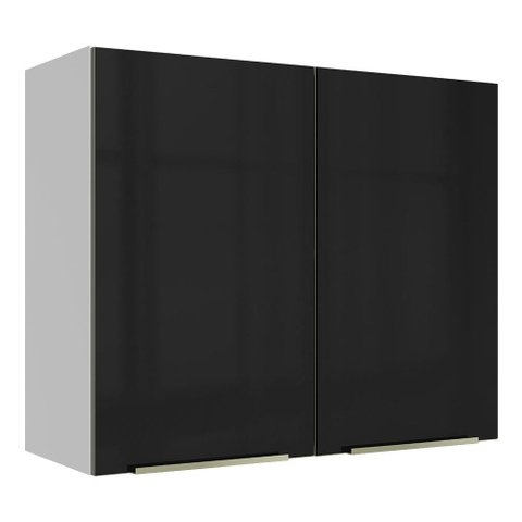 Armário Aéreo Madesa Lux 80 cm 2 Portas Branco/Preto