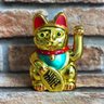 Gato da Sorte Dourado Maneki Neko Fortuna Dinheiro - 1