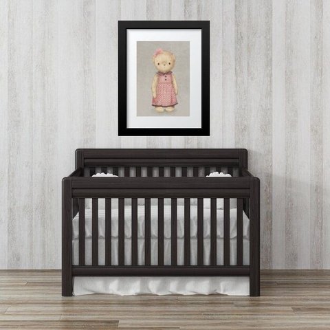 Quadro Infantil Retrô Ursa de Vestido - 60x48cm:moldura Preta