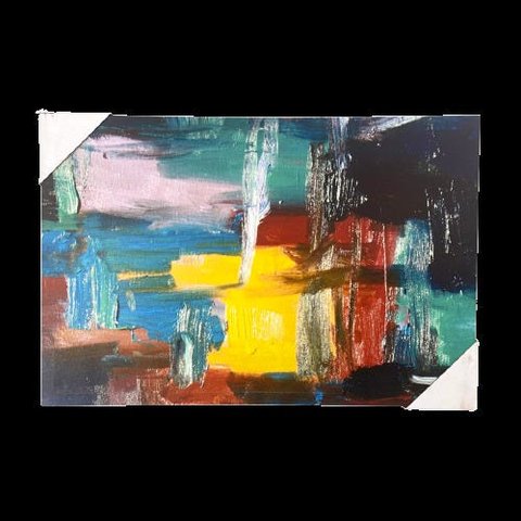 Quadro Arte Fundo Verde Água - Pintado Á Mão 16x24 Gallery Wrap