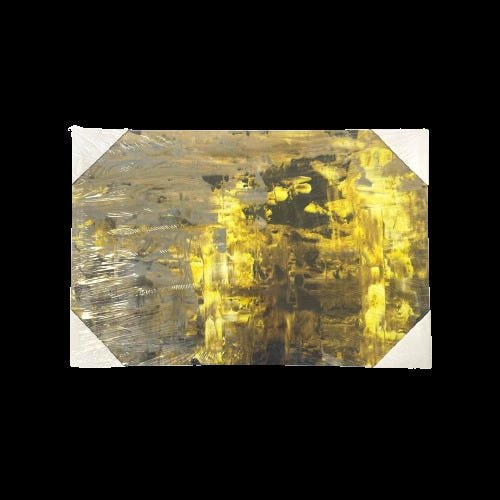 Quadro Arte Fundo Amarelo - Pintado Á Mão 16x24 Gallery Wrap - 1