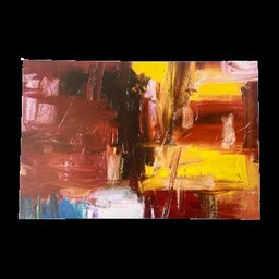 Quadro Arte Fundo Vermelho - Pintado Á Mão 16x24 Gallery Wrap - 1