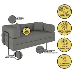Sofá Cama Colchão Casal Compactair Confortável Sala Balaqui - 7