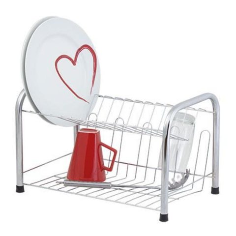 Escorredor de Louças Duplo Cromado com Porta Copos - Cód 06806