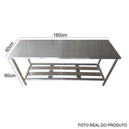 Mesa Aço Inox Profissional 160x60x90cm Loja Da Cozinha - 1