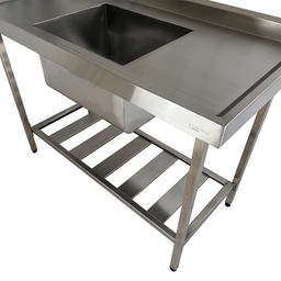 Pia Aço Inox Industrial 130x60x90 Cm Cuba Centralizada Loja da Cozinha - 4