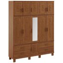Ver imagem 2 de Guarda Roupa Casal com Espelho 11 Portas Aplique 4 Gavetas Madeira Maciça Lorie F06 Castanho - Lyam