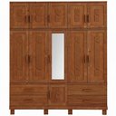 Ver mais imagens de Guarda Roupa Casal com Espelho 11 Portas Aplique 4 Gavetas Madeira Maciça Lorie F06 Castanho - Lyam