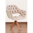 Ver imagem 2 de Poltrona Decorativa Sput Pé Giratório de Madeira Capitonê Cor:bege