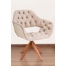 Poltrona Decorativa Sput Pé Giratório de Madeira Capitonê Cor:bege - 2