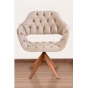 Ver imagem 1 de Poltrona Decorativa Sput Pé Giratório de Madeira Capitonê Cor:bege