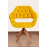 Poltrona Decorativa Sput Pé Giratório de Madeira Capitonê Cor:amarelo - 1