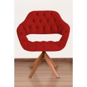 Ver imagem 1 de Poltrona Decorativa Sput Pé Giratório de Madeira Capitonê Cor:vermelho