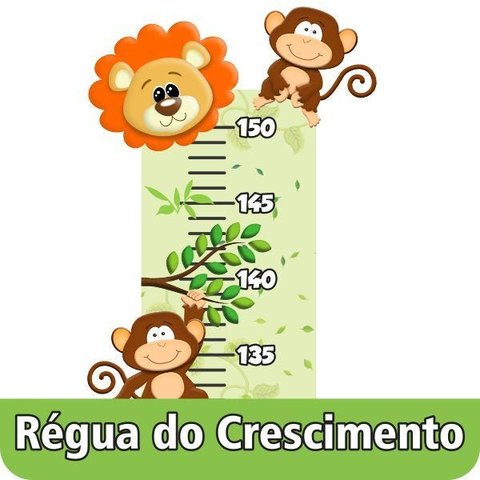 Adesivo de Parede Fosco Régua Do Crescimento Infantil Safári