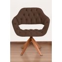 Ver imagem 1 de Poltrona Decorativa Sput Pé Giratório de Madeira Capitonê Cor:marrom