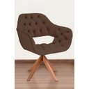 Ver imagem 2 de Poltrona Decorativa Sput Pé Giratório de Madeira Capitonê Cor:marrom