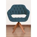 Ver imagem 1 de Poltrona Decorativa Sput Pé Giratório de Madeira Capitonê Cor:azul Marinho