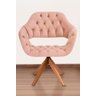 Poltrona Decorativa Sput Pé Giratório de Madeira Capitonê Cor:rosa - 1