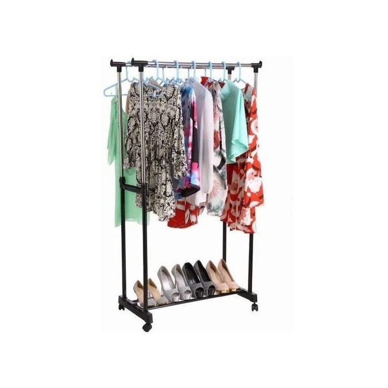 Arara Dupla de Roupa em Aco Inox