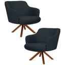 Ver imagem 1 de Kit 2 Poltronas Giratórias Base Madeira C-465 Chumbo