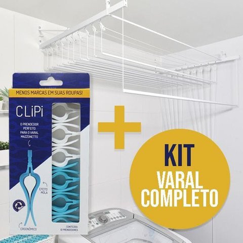 Kit Varal de 10 Varetas Individuais 1,00M + Vareta Multiuso + Prendedores